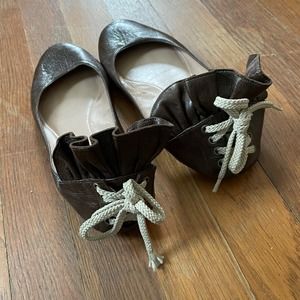 Chloe brown flats with ruffle brown size 36
